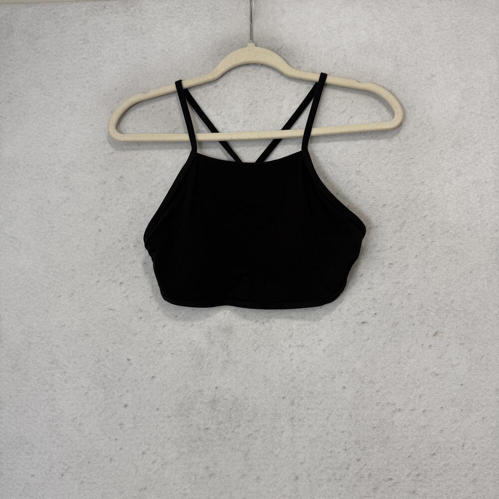 PrAna Sports Bra Womens Medium Black High Neck Strappy Crossback Yoga Gym Top
